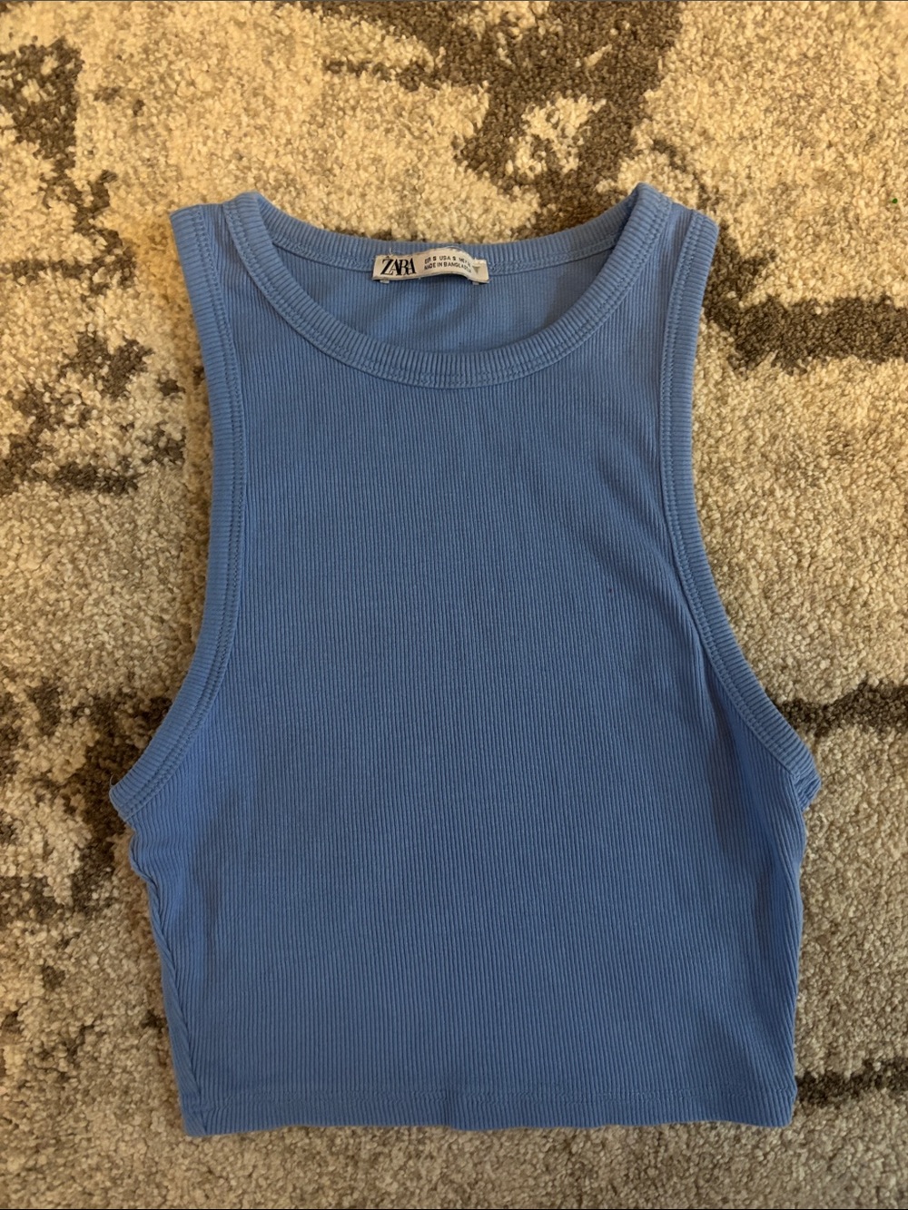 Zara - Ribbed Tank Crop Top in Periwinkle Blue!!